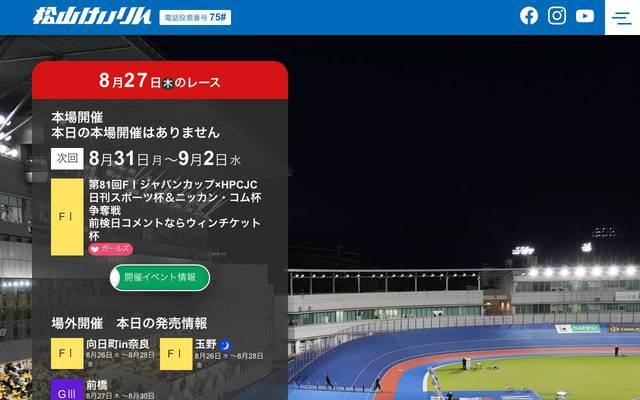 松山けいりんのサイト
